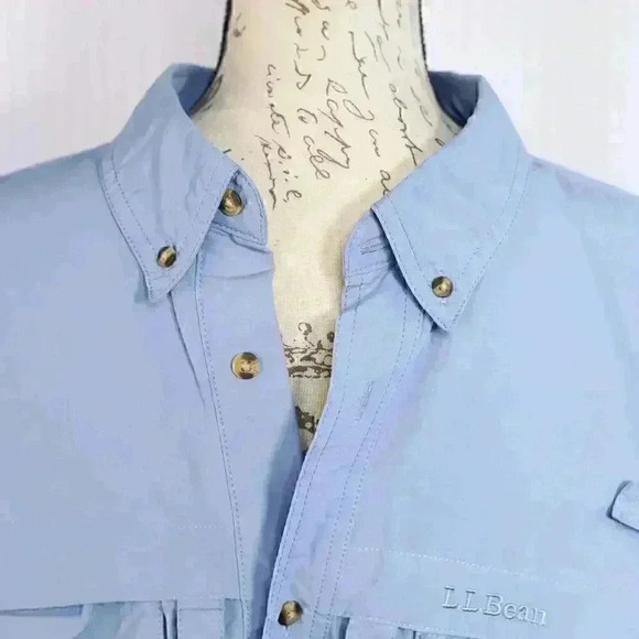L.L Bean Short Sleeve Button Up Vented Fishing Shirt Men’s Blue Size XL Reg - Picture 6 of 13